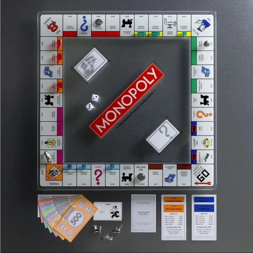 🎄MONOPOLY Glass Edition Deluxe Board Game Tempered Glass by WS Game Comp…